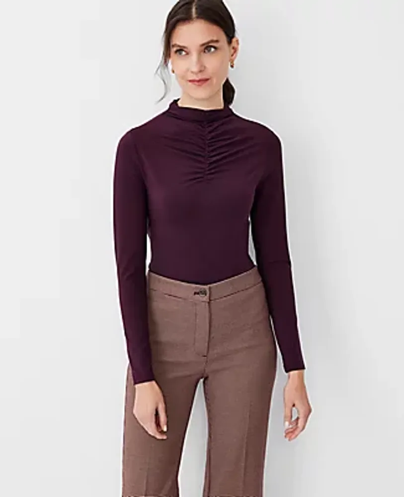 Ann Taylor Ruched Mock Neck Top
