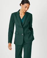 Ann Taylor The Notched Two Button Blazer in Double Knit Size 00 Precious Emerald Women's