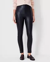 Ann Taylor The Seamed Side Zip Legging Pebbled Faux Leather Ponte