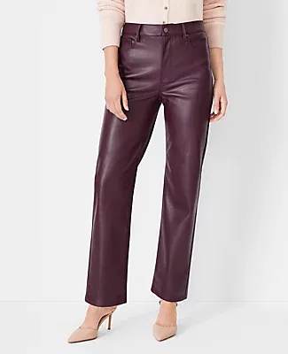 Ann Taylor The Five Pocket High Rise Straight Pant in Faux Leather