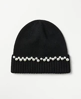 Ann Taylor Pearlized Embellished Hat Black Women's