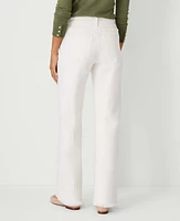 Ann Taylor Frayed Mid Rise Wide Leg Jeans Ivory Women's