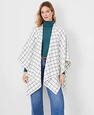 Ann Taylor Checked Open Front Poncho