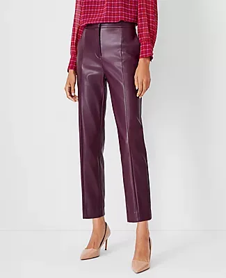 Ann Taylor The Petite High Rise Eva Ankle Pant in Faux Leather - Curvy Fit