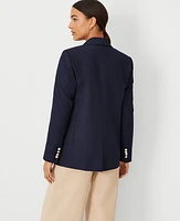 Ann Taylor The Longline Blazer Bi-Stretch Twill Night Sky Women's