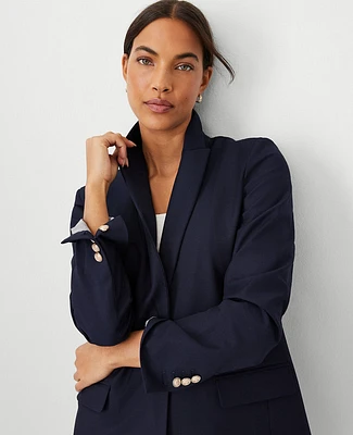 Ann Taylor The Longline Blazer Bi-Stretch Twill Night Sky Women's