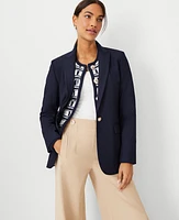 Ann Taylor The Longline Blazer Bi-Stretch Twill Night Sky Women's