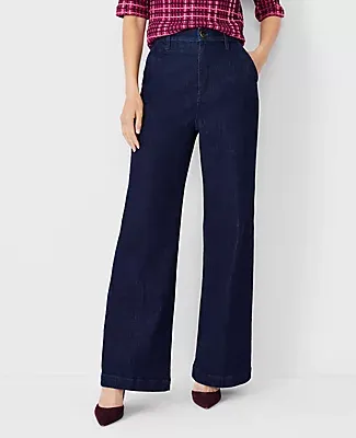Ann Taylor Petite High Rise Trouser Jeans in Classic Rinse Wash