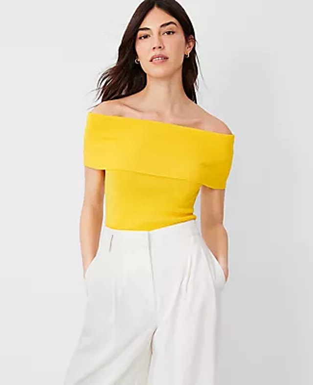 Ann Taylor Ribbed Off The Shoulder Sweater