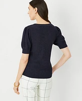 Ann Taylor Boatneck Puff Sleeve Sweater T-Shirt Sky Women's