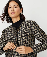 Ann Taylor Petite Geo Shimmer Jacquard Cropped Jacket Black Women's