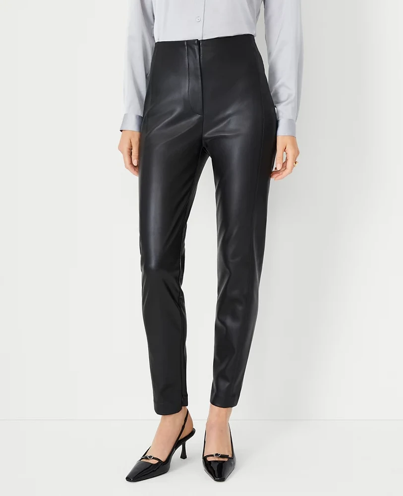 Ann Taylor The Petite Audrey Pant Faux Leather - Curvy Fit Black Women's