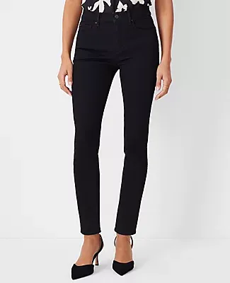 Ann Taylor Mid Rise Skinny Jeans Classic Black Wash