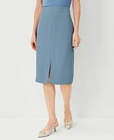 Ann Taylor The Front Slit Pencil Skirt Fluid Crepe Blue Echo Women's