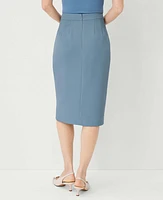 Ann Taylor The Front Slit Pencil Skirt Fluid Crepe Blue Echo Women's