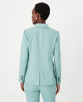 Ann Taylor The Tailored Double Breasted Blazer Texture Peacock Teal Melange Women's