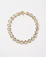 Ann Taylor Rectangular Crystal Metallic Necklace