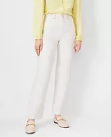 Ann Taylor Petite High Rise Straight Jeans Ivory
