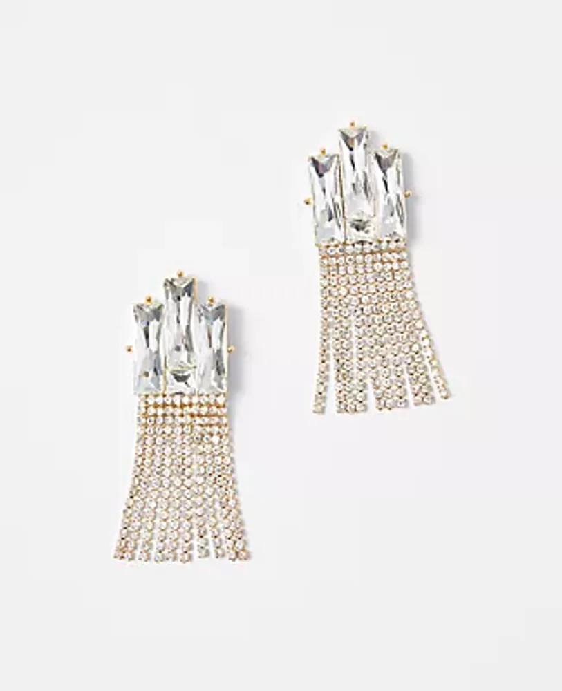 Ann Taylor Rectangular Crystal Chandelier Earrings