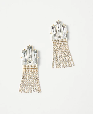 Ann Taylor Rectangular Crystal Chandelier Earrings Goldtone Women's