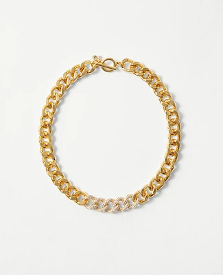 Ann Taylor Embellished Chunky Chain Necklace Goldtone Women's