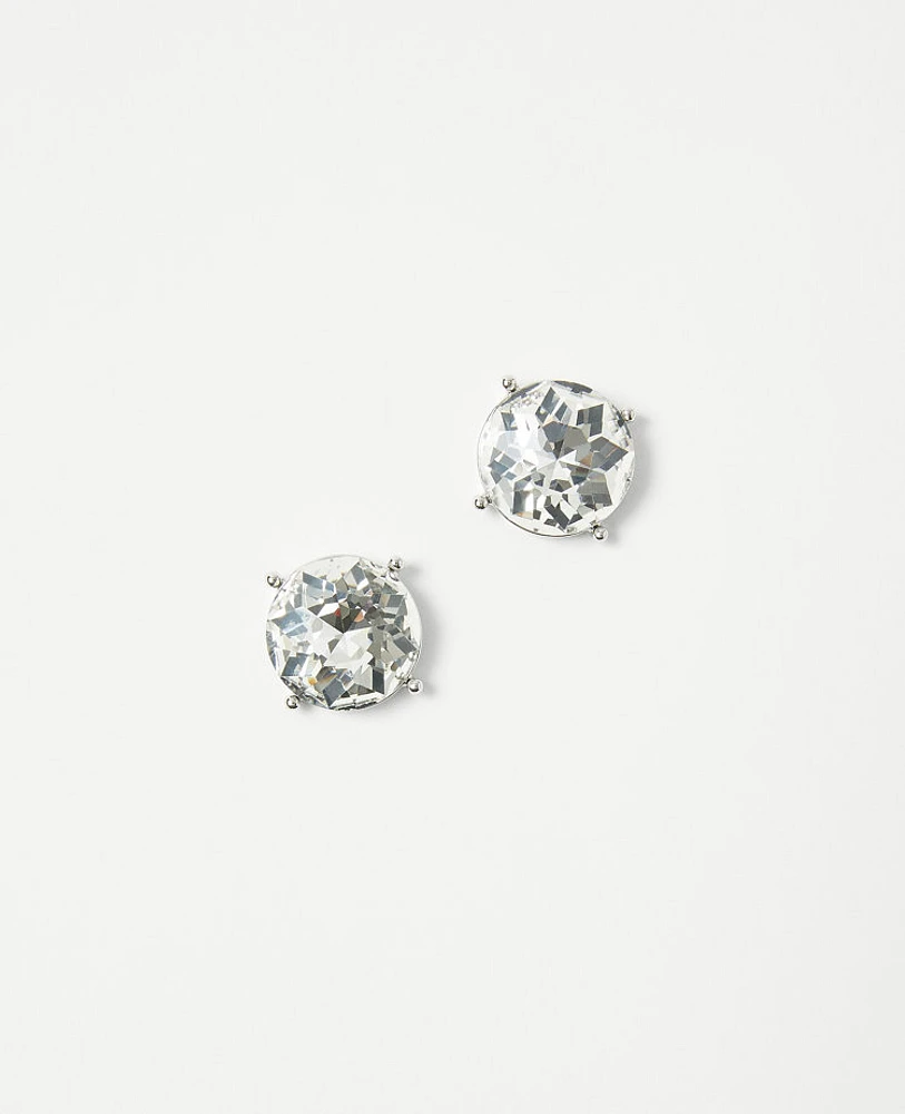 Ann Taylor Oversized Crystal Stud Earrings Silvertone Women's