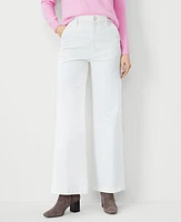 Ann Taylor Petite High Rise Trouser Jeans Ivory Women's