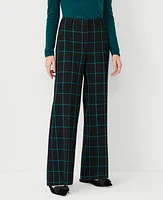 Ann Taylor The Petite Wide Leg Pant Windowpane Green Marair Women's