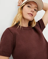 Ann Taylor AT Weekend Chunky Wedge Sweater T-Shirt Brown Stone Women's