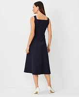 Ann Taylor The Square Neck Midi Dress Stretch Cotton Night Sky Women's