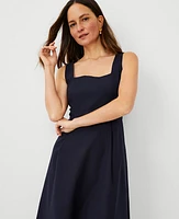 Ann Taylor The Square Neck Midi Dress Stretch Cotton Night Sky Women's