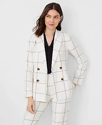 Ann Taylor The Fitted Double Breasted Blazer Windowpane