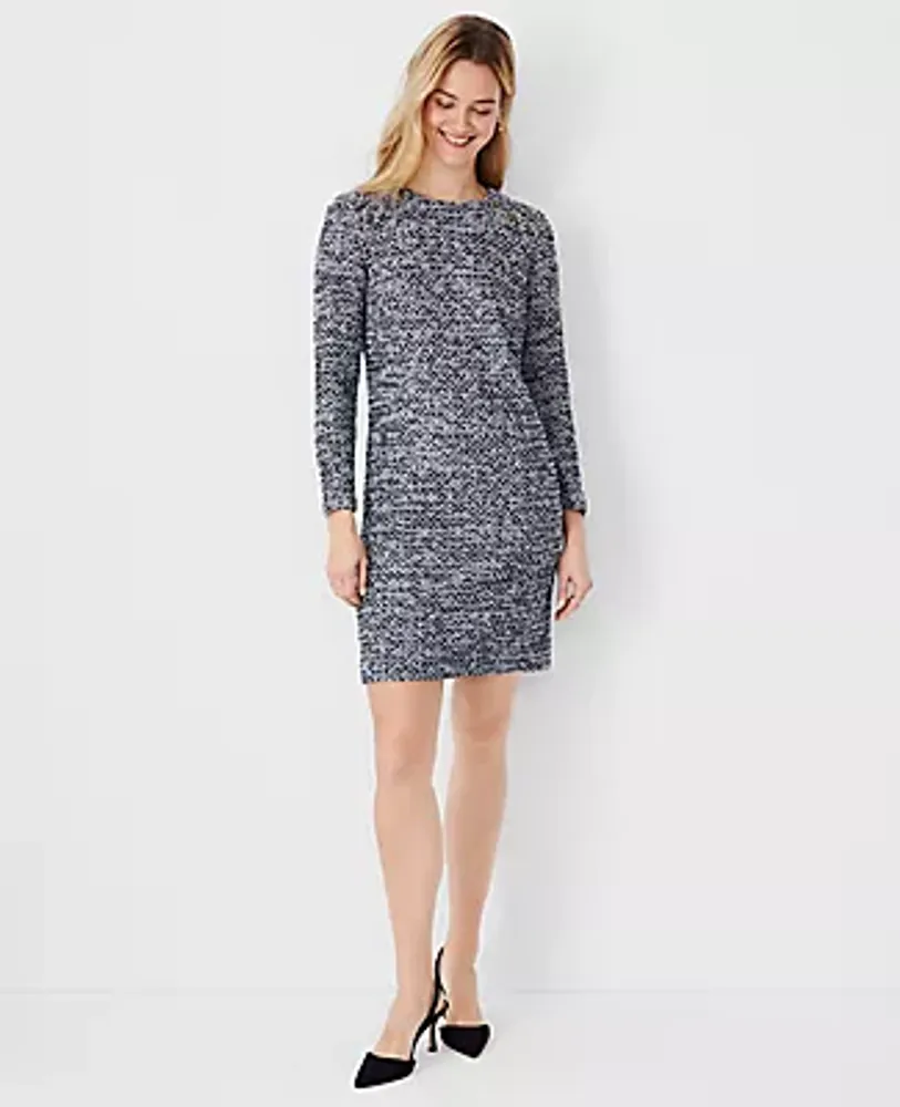 Ann Taylor Petite Boucle Shoulder Button Shift Dress