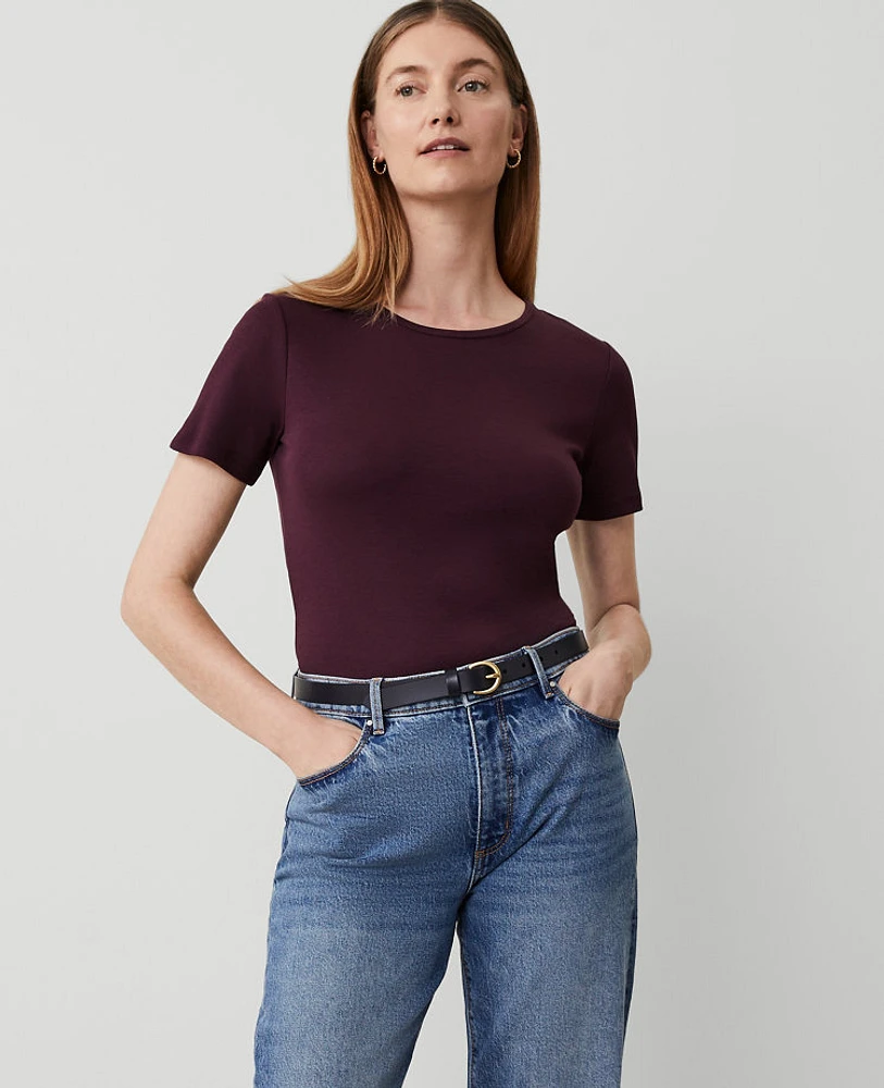 Ann Taylor Pima Cotton Crew Neck T-Shirt Women's