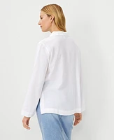 Ann Taylor AT Weekend Linen Blend Tunic Shirt White Women's