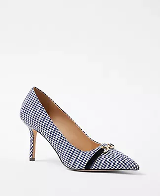 Ann Taylor Houndstooth Buckle Pointy Toe Pumps