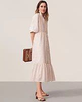 Ann Taylor AT Weekend Dobby Flare Midi Dress