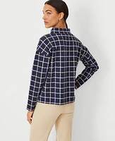 Ann Taylor Windowpane Mock Neck Top Night Sky Women's