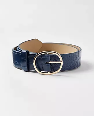 Ann Taylor Oval Buckle Embossed Belt