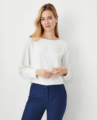 Ann Taylor Boatneck Blouse Winter White Women's