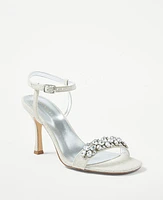 Ann Taylor Studio Collection Crystal Linen Skinny Strap Sandals Ivory Women's