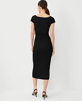 Ann Taylor Mixed Ribbed Cap Sleeve Sweater Dress Black Women's