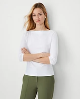 Ann Taylor Pima Cotton 3/4 Sleeve Boatneck T-Shirt Women's