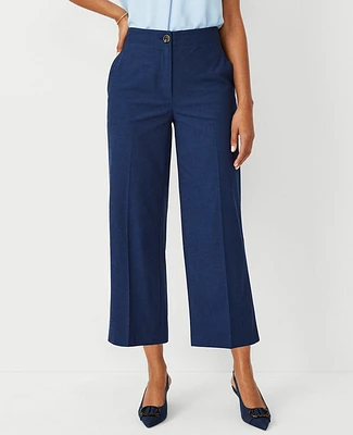 Ann Taylor The Petite Kate Wide Leg Crop Pant in Polished Denim - Curvy Fit Size 2 Dark Rinse Women's