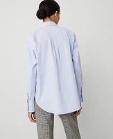 Ann Taylor Petite Oversized Button Down Shirt Frozen Blue Women's