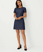 Ann Taylor Puff Sleeve Flare Dress Pure Indigo Women's