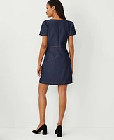 Ann Taylor Puff Sleeve Flare Dress Pure Indigo Women's