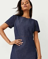 Ann Taylor Puff Sleeve Flare Dress Pure Indigo Women's