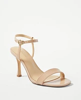 Ann Taylor Patent Skinny Strap Sandals Camel Women's