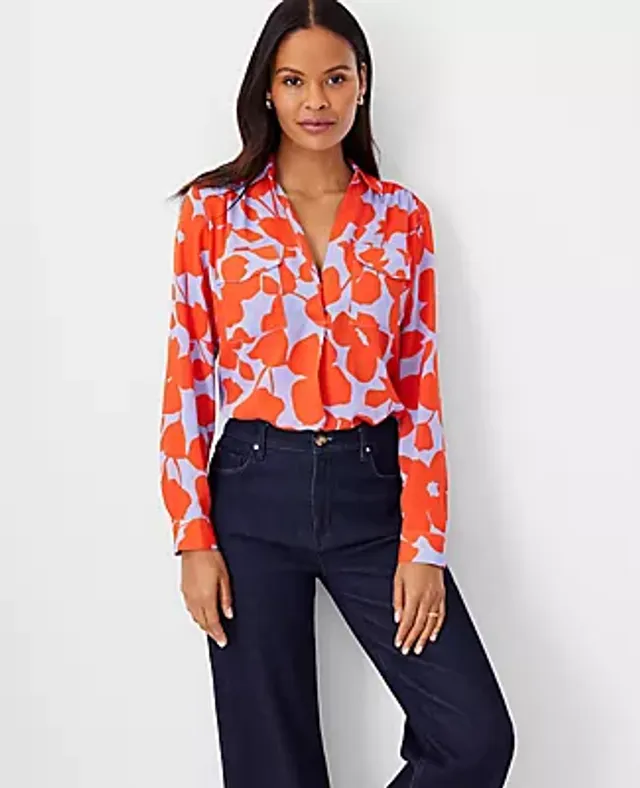 Ann Taylor Petite Floral Camp Shirt